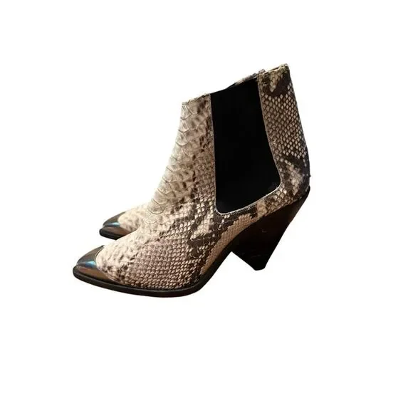 NWT Isabel Marant Lemsey Snake-Effect Leather Boots, EU 37 (US 7)